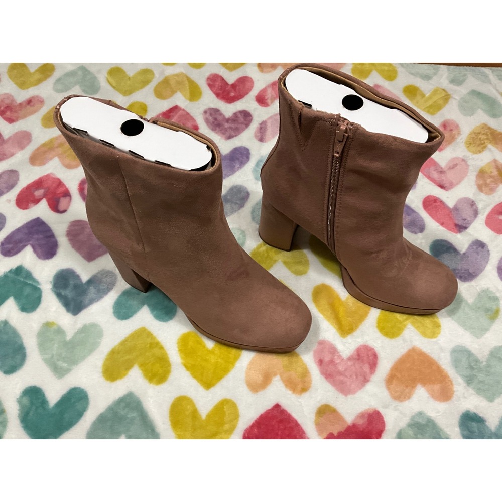 Lauren Conrad Ankle Boots Pink Suede Block Heel Side 8.5 mZip Fashion Size 8